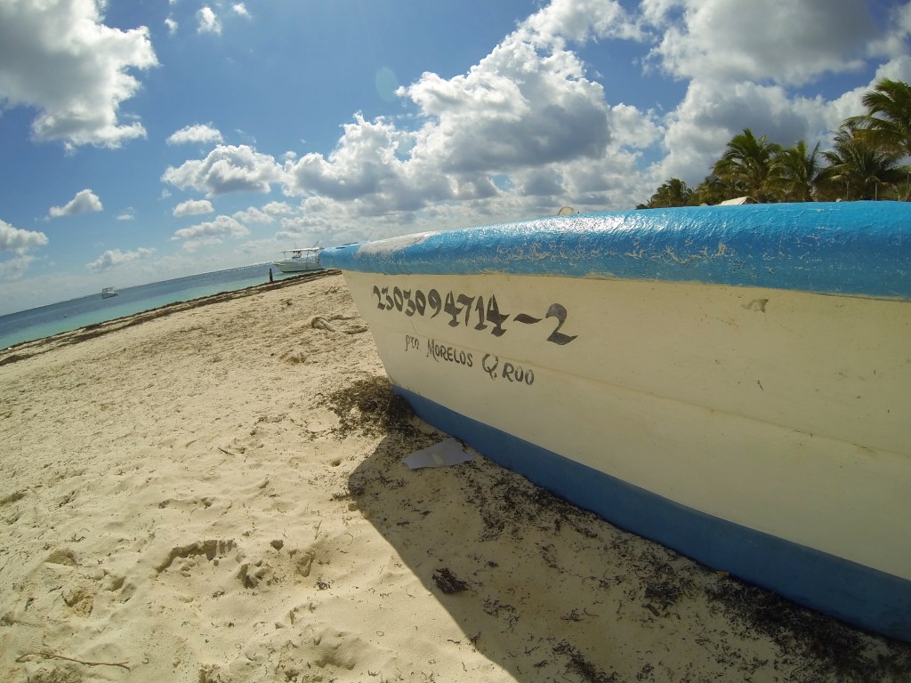 Arriving at the beach in Puerto Morelos, about 40 minutes south of Cancun.