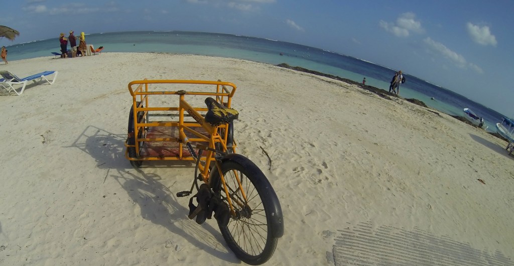 Three wheeled cargo bikes like this one are ubiquitous in the Yucatan and Quintana Roo.