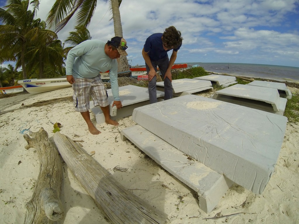The boys checking out lobster traps.