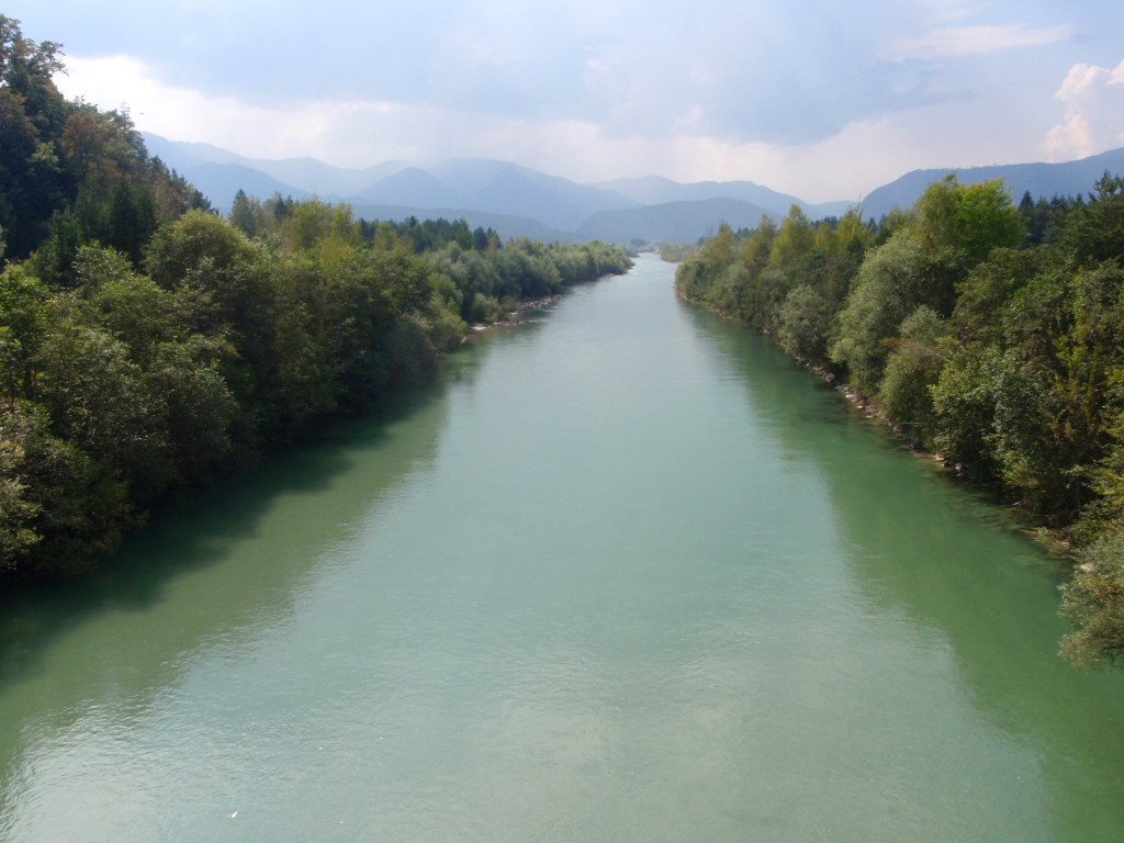 Crossing the river again post-lunch...