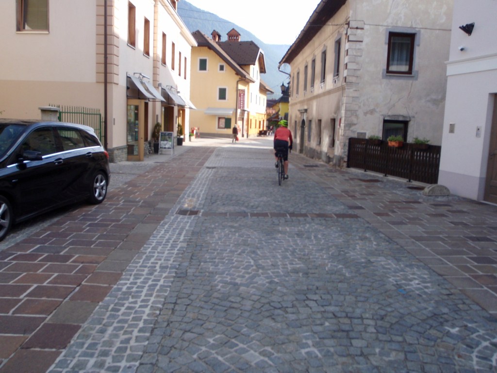 Riding back through town on the way towards Bled...