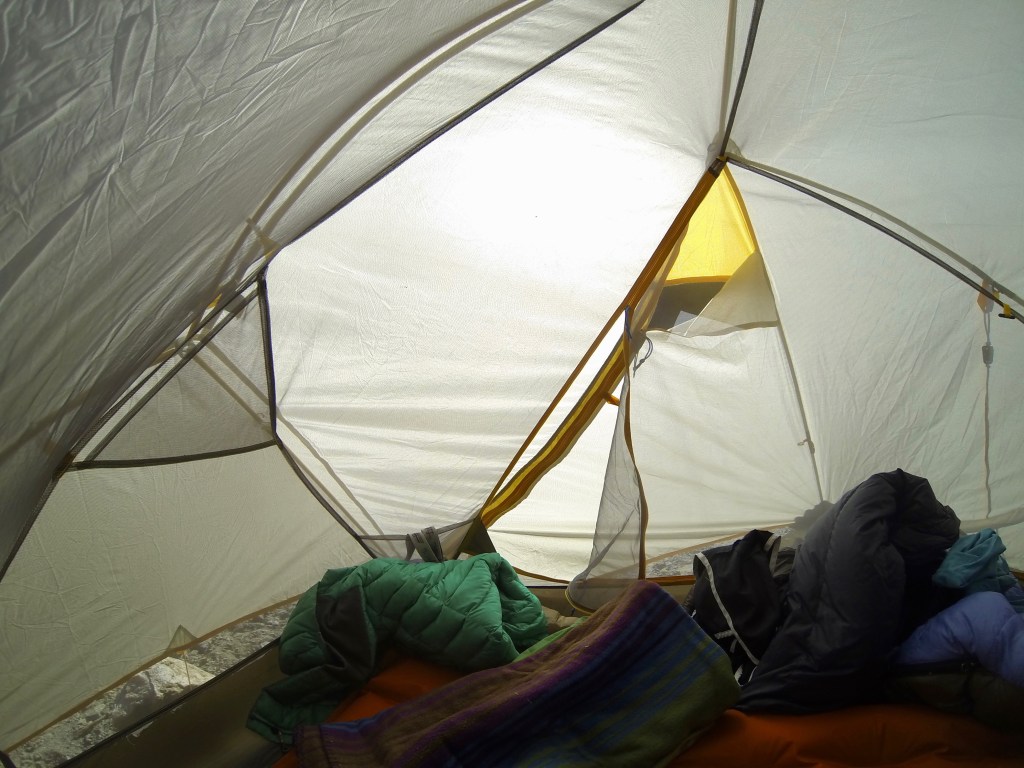 The view from inside my tent at daybreak.